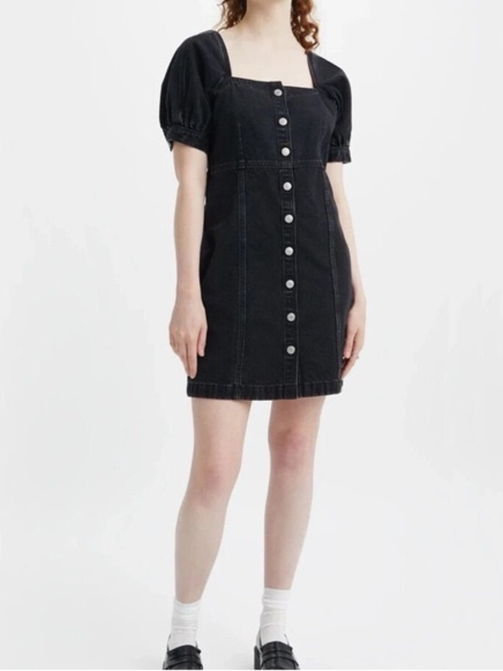 Levi's Premium Rhode Button Front Denim Mini Dress 100% Cotton